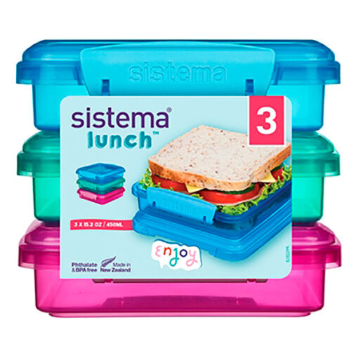 Sistema Sandwich madkasse, 3 stk. - Blå, Mint & Pink