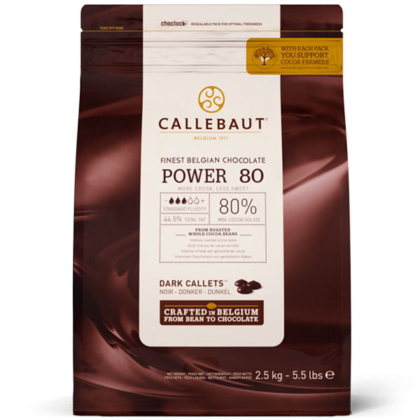 Callebaut Chokolade Mørk Power80 – 80% Kakao, 2,5 kg