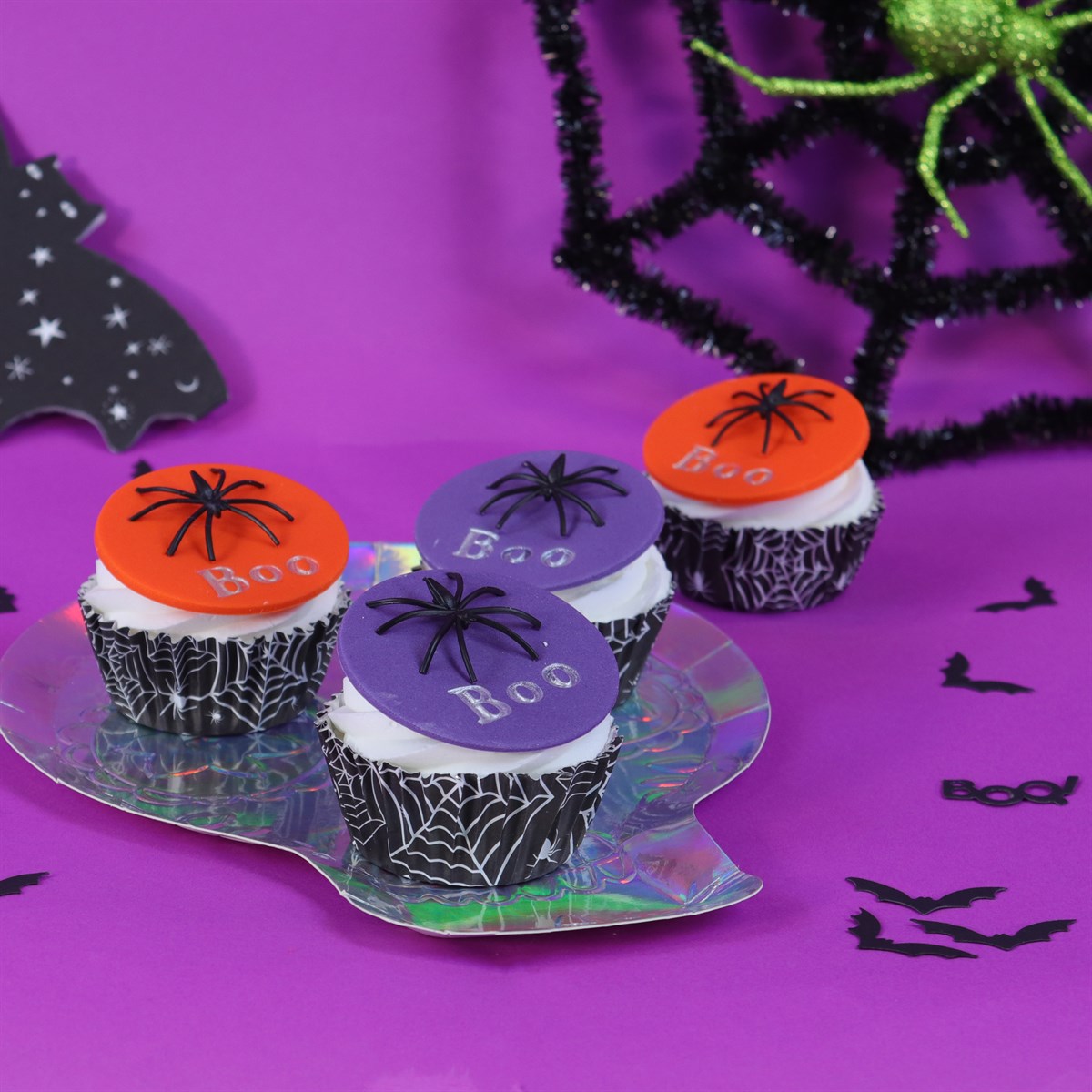 Halloween Edderkoppespind muffinsforme i folie 30 stk. - PME - Billede 2