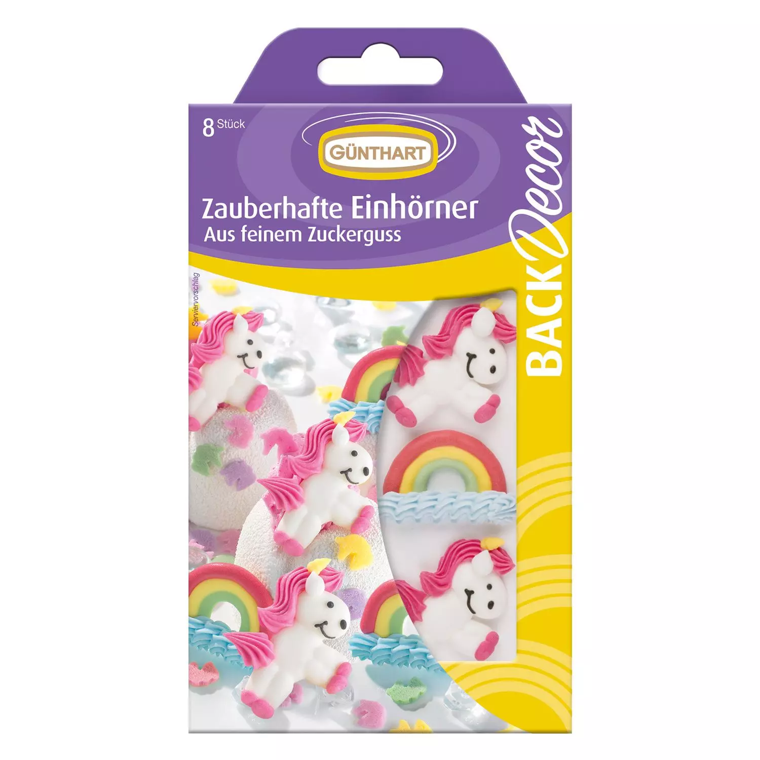 Sukkerpynt Unicorn & Regnbuer 8 stk. - Günthart