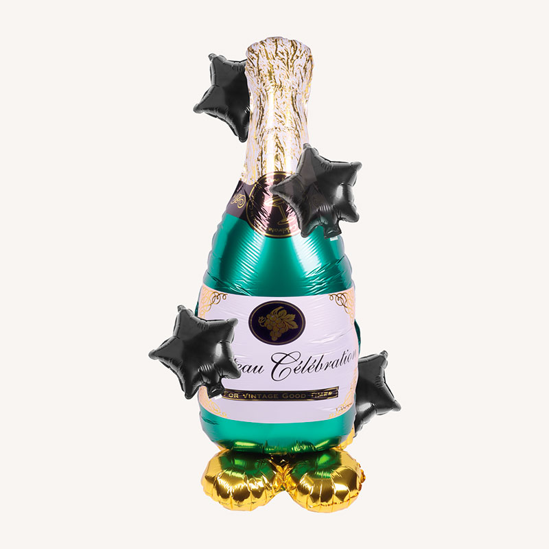Folieballon Champagneflaske med stjerner 50 x 93 cm