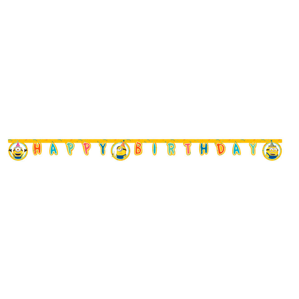 Minions (The Rise of Gru) banner med "Happy Birthday" - 2 m.
