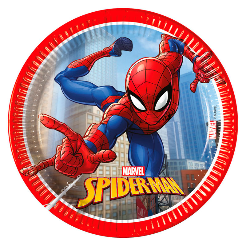 Spiderman Paptallerkner 8 stk. - 20 cm