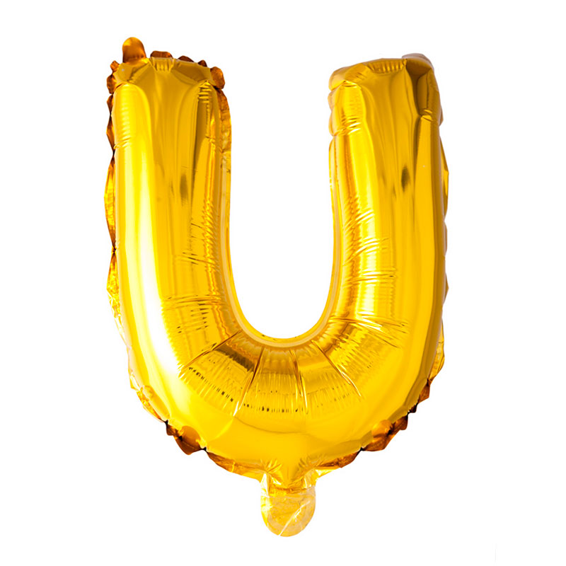 Bogstav Ballon "U" Guld 41 cm.