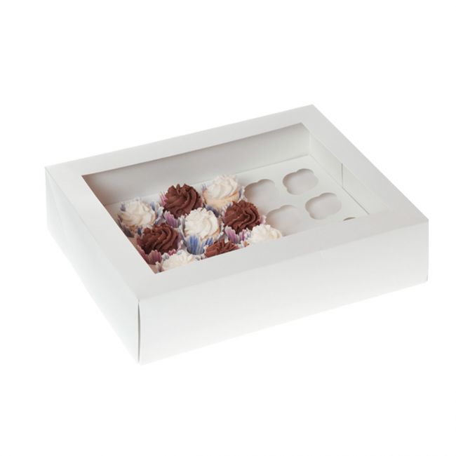 Kageboks til 24 Mini Cupcakes Hvid 2 stk. - House of Marie