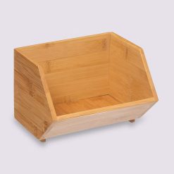 Stabelbar Kasse I Bambus Til Organisering - 17,2 x 15,5 x 12,5 cm.
