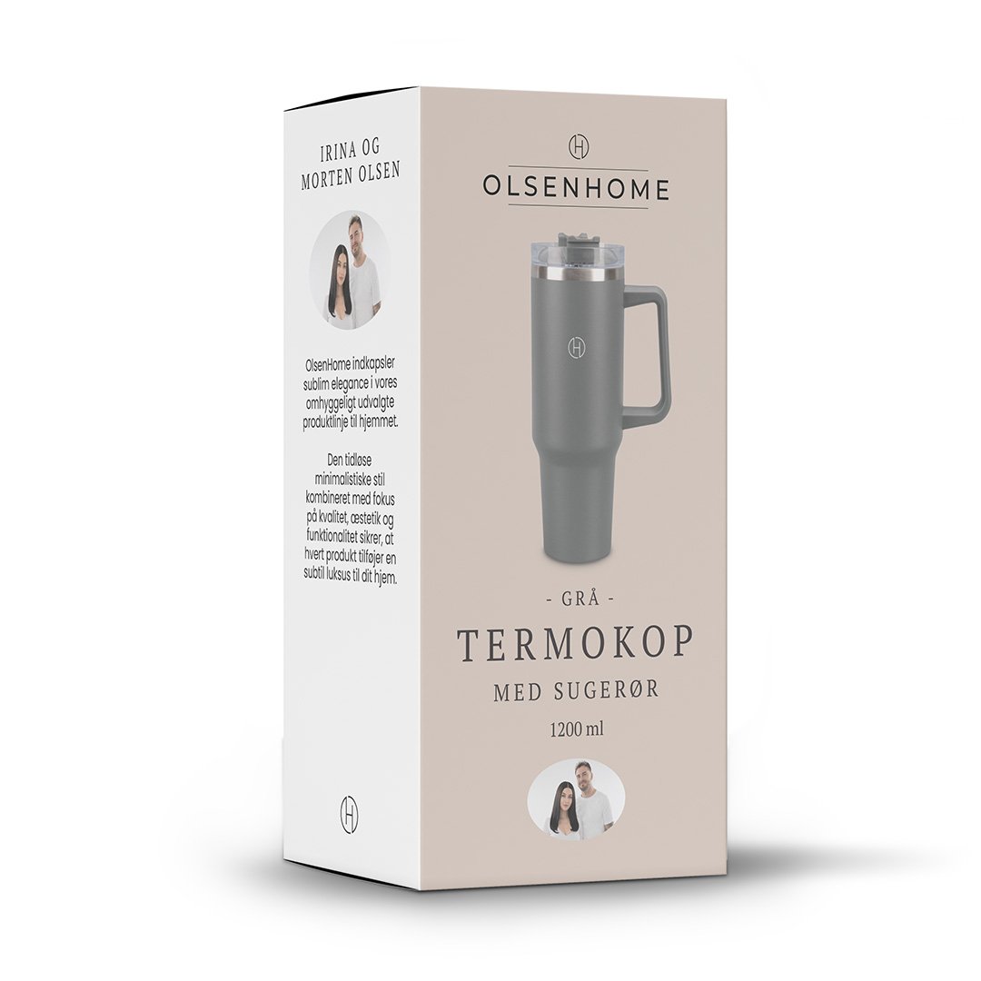 Olsen Home Termokop m. sugerør, 1200ml - Billede 2