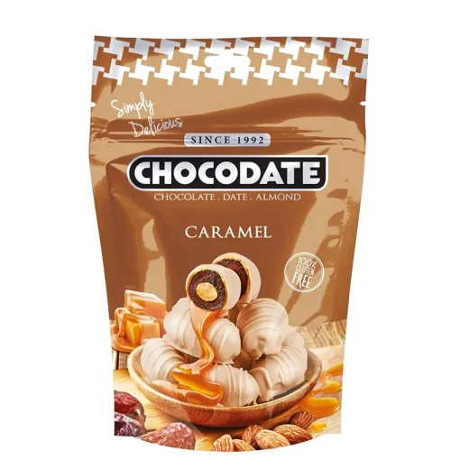 Dadler Med Karamel Chokolade m. Mandel Uden tilsat sukker 90g - Chocodate