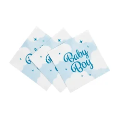 Baby Boy Servietter (20 stk - 33x33 cm) – Blå 3-lags servietter til barnedåb