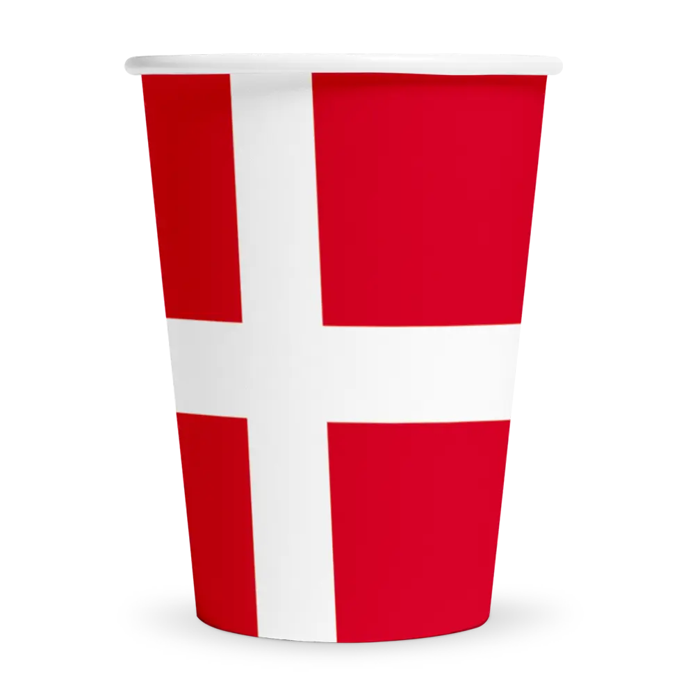 Papkopper med Dannebrog (8 stk - 210ml) – FSC®-certificeret