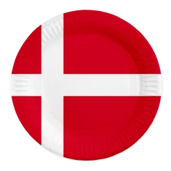 Paptallerkener med Dannebrog (8 stk - 23 cm) – FSC®-certificeret