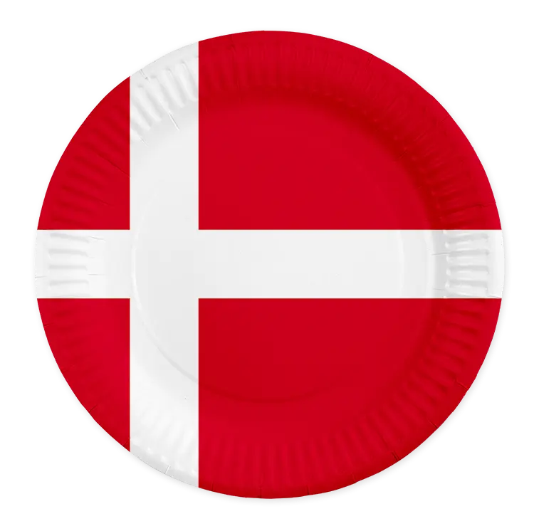 Paptallerkener med Dannebrog (8 stk - 23 cm) – FSC®-certificeret