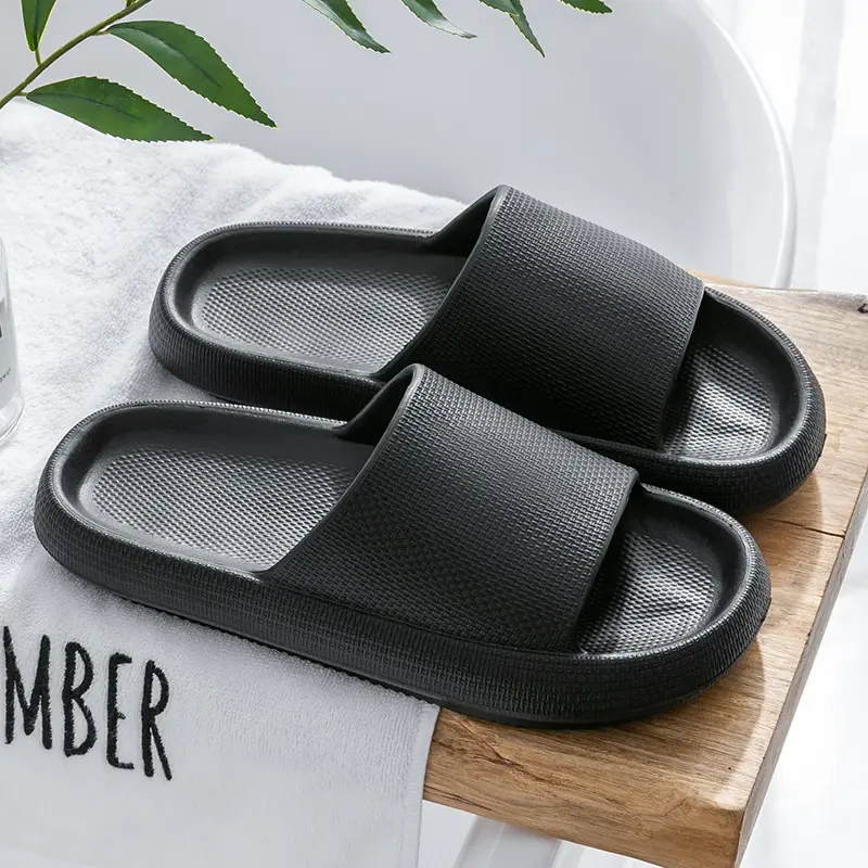 Slippers / Tøfler - Sort - "Gå på skyer" komfort - (Kendt som Happy Flops)