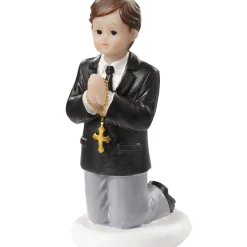 Topfigur til konfirmation - Dreng med kors - 7 cm