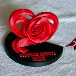 3D-printet Hjerte-Rose Figur - Verdens Bedste Mor