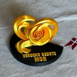 Alternative view of 3D-printet Hjerte-Rose Figur - Verdens Bedste Mor