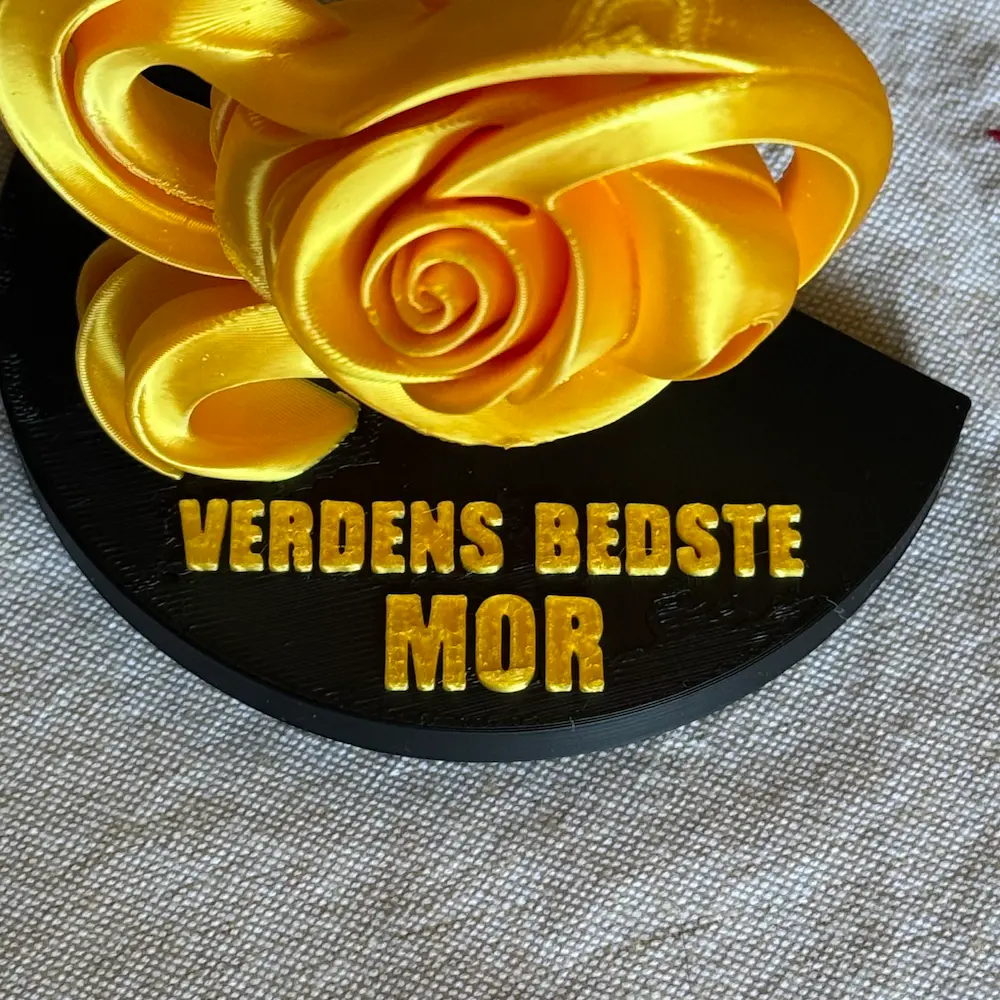 3D-printet Hjerte-Rose Figur - Verdens Bedste Mor - Billede 3