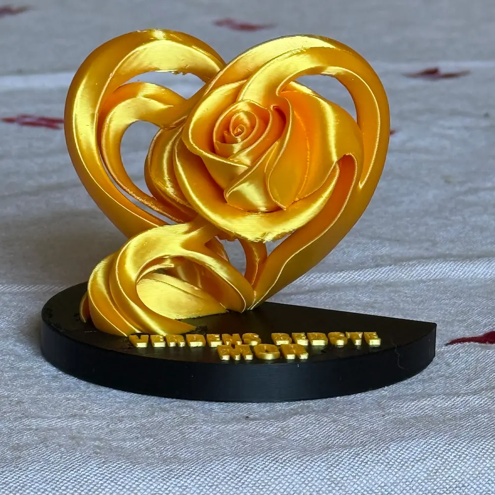 3D-printet Hjerte-Rose Figur - Verdens Bedste Mor - Billede 4