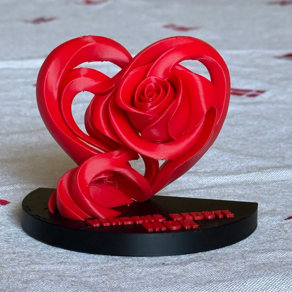3D-printet Hjerte-Rose Figur - Verdens Bedste Mor - Billede 5