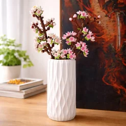 Cylindrisk Vase til LEGO blomster / Kunstige blomster – Bølge Design – 20 cm - Valgfri farve