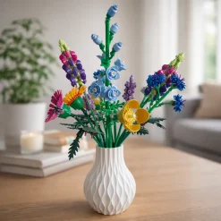 Vase til LEGO blomster / Kunstige blomster – Bølge Design – 20 cm - Valgfri farve
