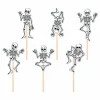 Halloween Kagepynt Toppers med Dansende Skeletter - 6 stk.