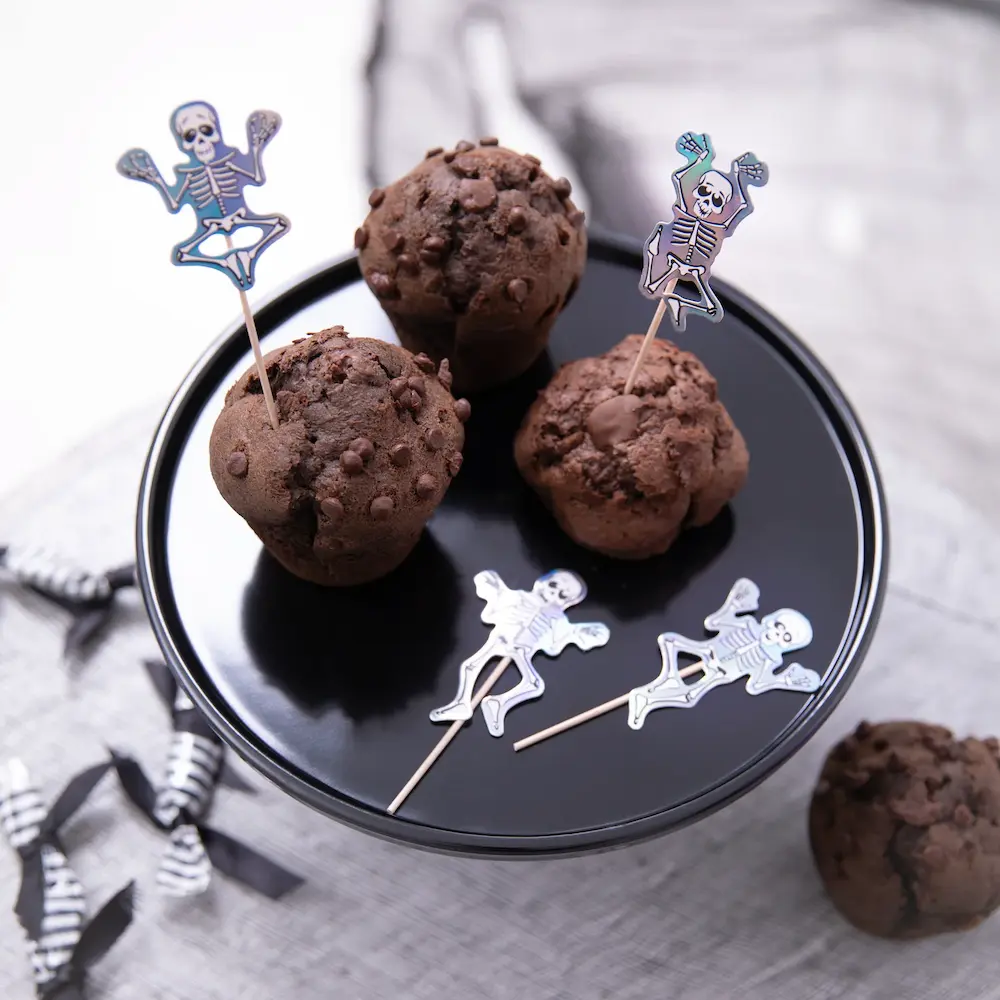 Halloween Kagepynt Toppers med Dansende Skeletter - 6 stk. - Billede 2