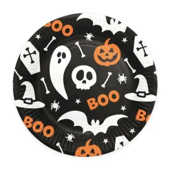Halloween Paptallerkner 23 cm BOO! - 8 stk.