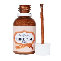 Kagefarve med Pensel Glimmer Bronze 25 g SweetKitchen