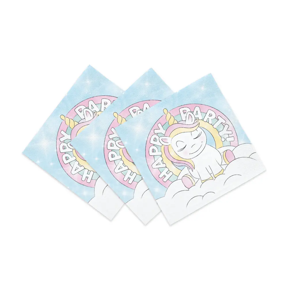 Servietter Happy Party Enhjørning - 33x33 cm 20 stk.