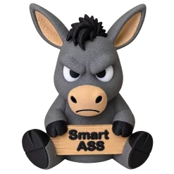 Alternative view of Sur Æsel med Skilt "Smart Ass" 3D-Printet Figur - 10 cm