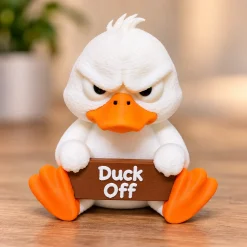 Sur And med Skilt "Duck Off" 3D-Printet Figur
