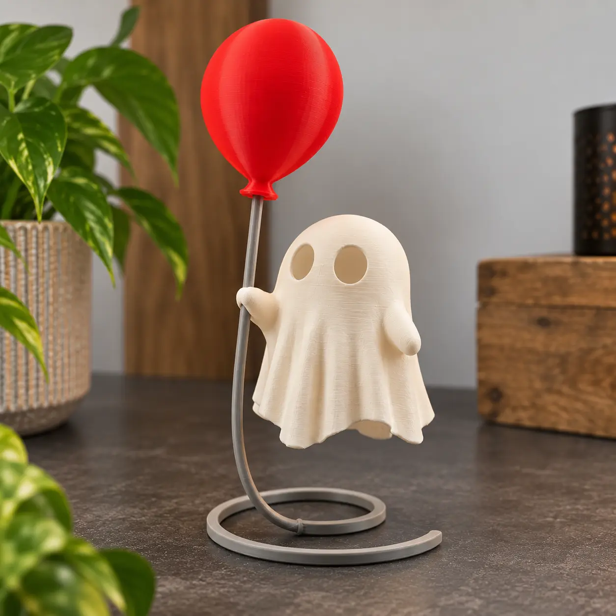 Svævende Spøgelse med Ballon til LED-lys - 3D-Printet Figur - Billede 2