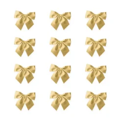 Julesløjfer i guld – 5 × 5,5 cm, 12 stk. – PartyPal