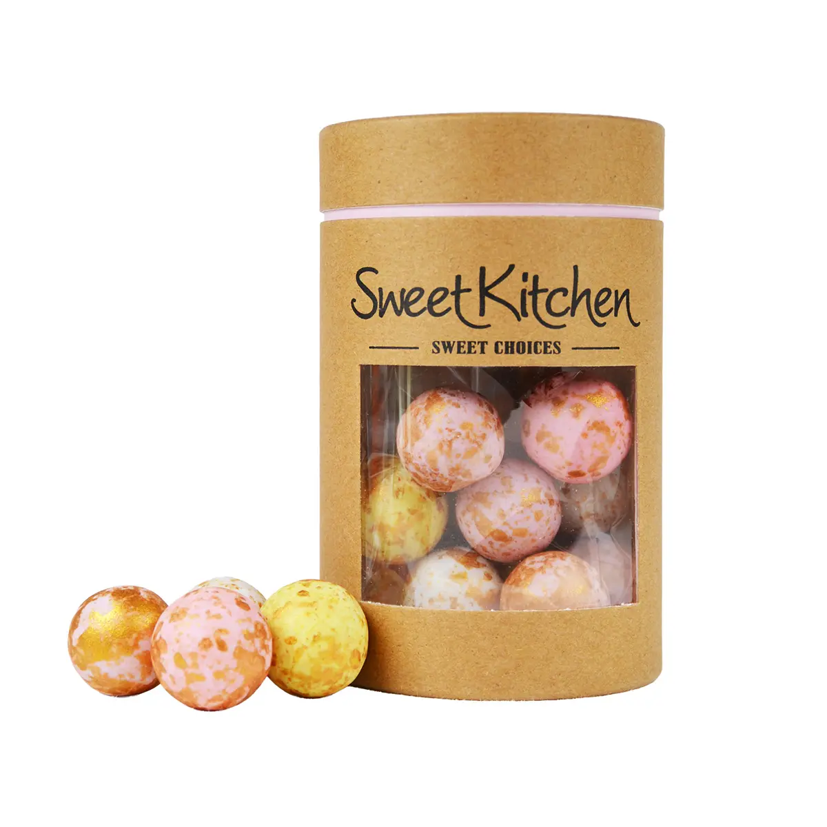 XL Choko Kugler med Hasselnød Multifarvet med Guld Splash 100g - SweetKitchen